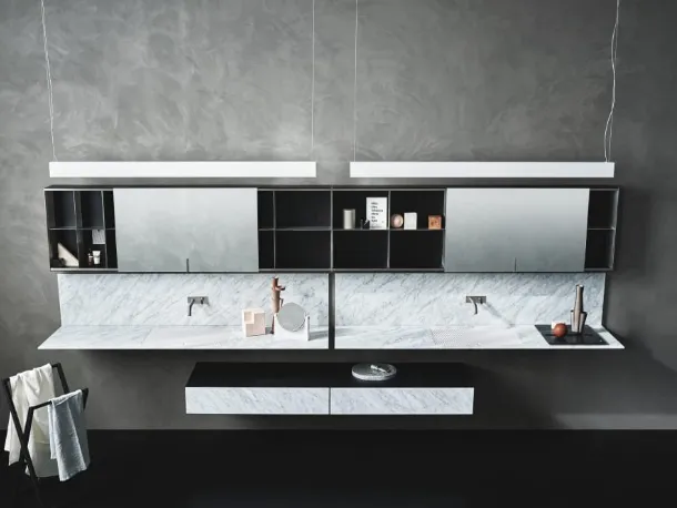 Lavabo di design realizzato in marmo bianco di Carrara Ell di Agape